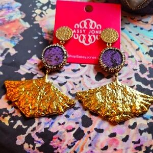 Sassy Jones Gold and Purple Tizani Flame Earrings